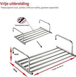 HEZIVO® Handdoekrek Radiator - Droogrek Badkamer en Verwarming - Wasrek Balkon - Uittrekbaar 42-66 cm — thumbnail 2