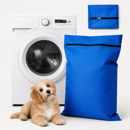 Waszak voor Huisdieren 2 Stuks - Pet Laundry Bag - Waszakken van Twill Polyester - Grote Waszakken met Rits - Voorkomt Dat Waszakken Verstopt Raken Door Dierenhaar - 70 x 60 cm - voor Honden en Katten - Blauw — thumbnail 1