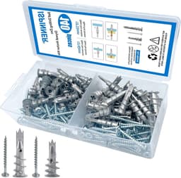 ISPINNER 140 stuks zink droogwandankers zelfboren holle wandankers met schroeven assortiment kit (13 x 42 mm + 15 x 33 mm) — thumbnail 1