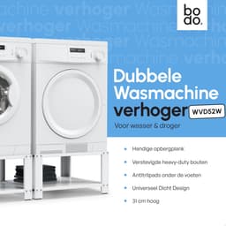 Bodo® - Wasmachine Verhoger - Dubbel - Kast - Ombouw met Plank - Wit - 127x54x31cm — thumbnail 4
