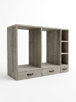 Wasmachinekast Toronto met lades – Voor wasmachine en droger – 160 x 65 x 120 cm – Steigerhout – Meubelproductie — thumbnail 1