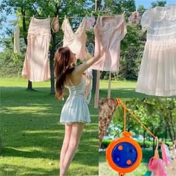 Uittrekbare Waslijn - Draagbare Lijn - Was Drogen Buiten - Verstelbare Lengte - 10 Meter - Oranje — thumbnail 5
