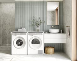 PLATAN ROOM Washing Machine Cabinet, 130 cm Wide, Upper Building Cabinet, Washing Machine or Tumble Dryer, Cabinet for Bathroom (65 cm Deep, Matt White) — thumbnail 3