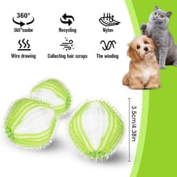 SnelShoppen - 12pcs Herbruikbare Dierenharen Verwijderaar, Wasmachine Lintballen, Kattenharen Verwijderaar, Nylon en Plastic, Groen, Perfect voor Wass — thumbnail 3