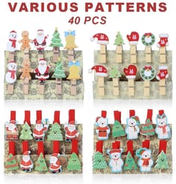 Dailygoods- Knijpers Hout 40 Stuks - Decoratieve Sierklemmen - Kerstmis - Mini Knijpertjes - Duurzaam - Jute Koord - Decoratieve Clips — thumbnail 3