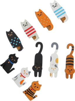 Houten Wasknijpers - Kattenclips - Decoratief Ophangen - Uniek Kattenontwerp - 10 Stuks - Houtkleur — thumbnail 5