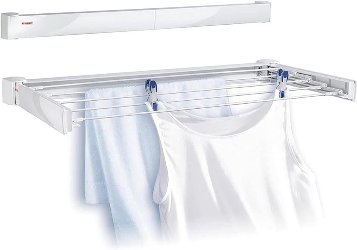 QUOVO® Wanddroogrek - Wasrek - Droogrek - 7.2m - Wit - 104cm x 54cm x 9cm — afbeelding 1