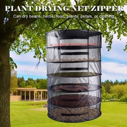 Droognet met ritsen - Hangende mand - Planten drogen - Opvouwbaar ontwerp - 150 cm hoog - Groen — thumbnail 2
