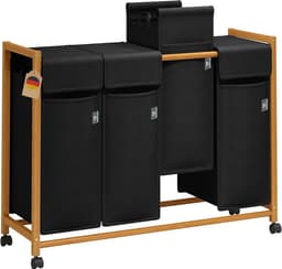 MKSS® Wassorteerder 4 Vakken - Wasmand - 200L - Zwart — thumbnail 1