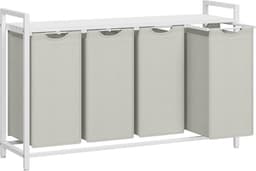 ACAZA Wasmand - Wassorteerder - 4 Vakken - 160 L - 116 x 72 x 33 cm - Wit — thumbnail 1