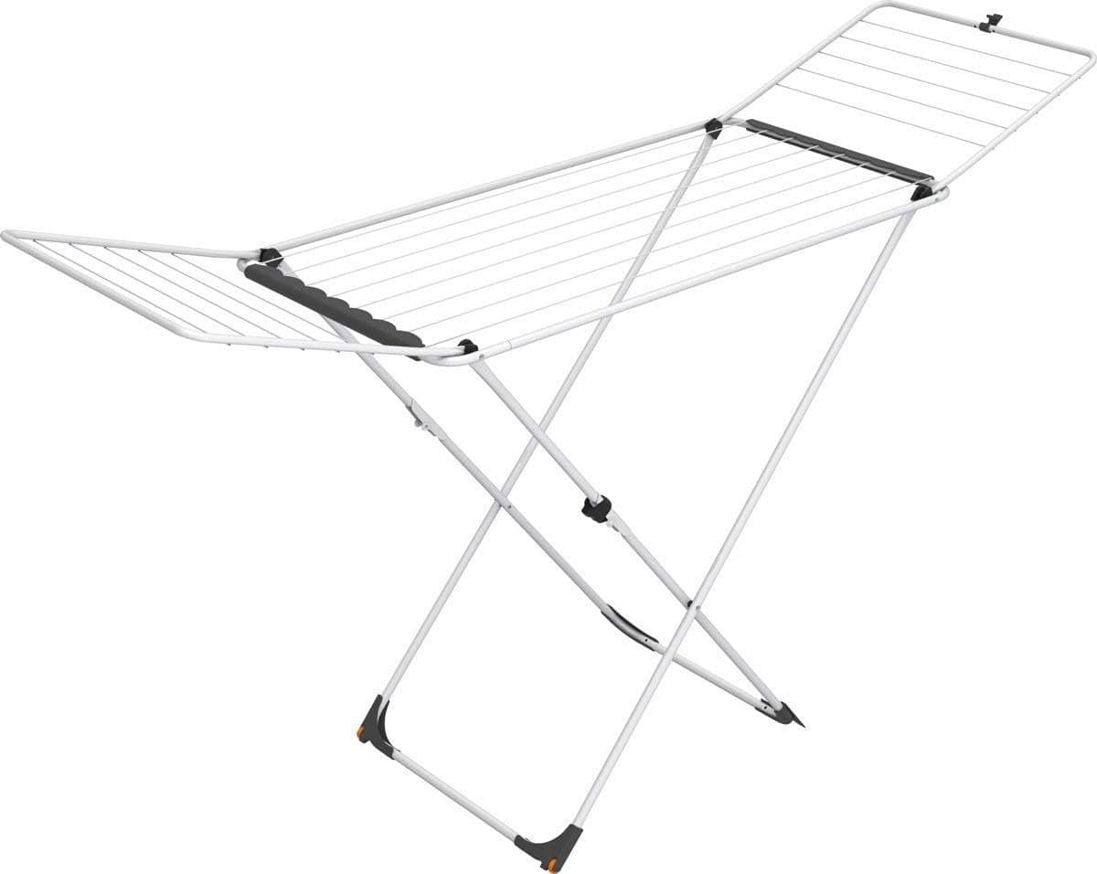 Universeel Stalen Wasrek 18m Drooglijnlengte - Wit - Met Wielen - 129x55 cm — afbeelding 1