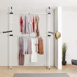 Telescopische garderobestand - inloopbaar kledingkastsysteem - vloer tot plafond - multifunctioneel - slaapkamer woonkamer - 80-139 cm. — thumbnail 1