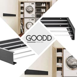 GOODD® - Droogrek - Wasrek - Wanddroogrek - Verbeterd model - Zwart - Rvs - Inklapbaar - 400 cm — thumbnail 3