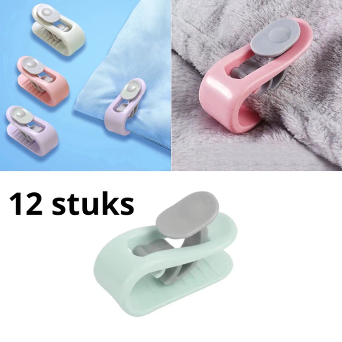 Dekbedclips - Dekbed Klemmen - Dekbed Clips - 12 STUKS - Knijpers - Laken - Deken - Groen — afbeelding 1