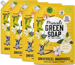 Marcel's Green Soap Universeel Wasmiddel Navulling - Vanille & Katoen - 4 x 1L - 92 wasbeurten — thumbnail 1