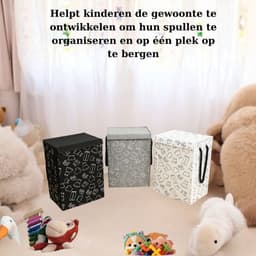 Lexorion Opbergmand - Opbergmand - Speelgoedmand Kinderen - Opbergmand met deksel - Opbergmanden - Opbergmand kinderkamer - Opbergmand speelgoed - Wasmand Opvouwbaar - Stijlvolle Kledingmand - 57L Wasmand - Grijs — thumbnail 4