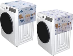 Azalia Wasmachinehoes, wasmachinehoes, 2 stuks waterdichte huishoudelijke koelkast-stofbescherming, multifunctionele cartoon wasmachine-hoes met opbergtas - stijl B, 130 x 55 cm — thumbnail 1