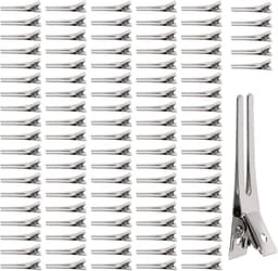 100 Stuks Zilveren Metalen Krokodillenklemmen voor Haar - Stevige Haarspeld Clips voor Kappers en Thuisgebruik — thumbnail 1