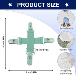 3-pack Anti-klit Lakenclips — Bevestigingsclips voor wasmachines en drogers — Hulpmiddel voor het wassen van lakens — Voorkomt dat hoeslakens en dekbedovertrekken in de knoop raken — Gaat samenklitten en kreuken tegen — Verkort de droogtijd — thumbnail 5