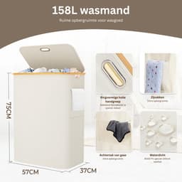 CLVP® Wassorteerder 3 Vaken - Wasmand - Wassorteerder - Beige — thumbnail 2