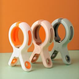 Set van 6 winddichte kledingclips - Klem - Plastic clips - Handdoekclips - Voor wassen en drogen - Plastic - Wit/Roze/Groen — thumbnail 2