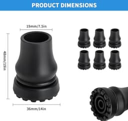 Rubberen Doppen voor Krukken - Antislip Voetjes - Binnendiameter 19 mm — thumbnail 5
