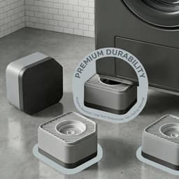 Trillingsdempers wasmachine - Trillingsdempers - Anti-vibration pads - Washing machine pads - Non-slip feet - 4.5cm height - Set of 4 - Kitchen stove riser - Dryer - Fridge - Dishwasher - Noise reduction - Grey — thumbnail 2