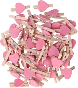 50 Roze Mini Houten Hartvormige Clips voor Foto's, Kaarten en Knutselprojecten — thumbnail 1