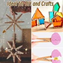 100 Houten Wasnijpers Mini Clips voor Foto's en Decoratie met Ophangmateriaal — thumbnail 3
