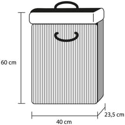Sealskin Bamboo – Bamboe Wasmand met Deksel - Wasbare katoenen waszak - Handvatten - 56 Liter – afmetingen 60 x 40 x 23,5 cm - Zwart — thumbnail 2