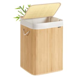 SONGMICS - Wasmand - Wasmand van Bamboe met Deksel - Opvouwbaar - Uitneembare Waszak - Met Handgrepen — thumbnail 1