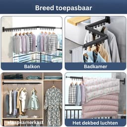 Wanddroogrek - Droogrek Inklapbaar - Wasrek - Droogtoren - Droogrekken -Zwart — thumbnail 4