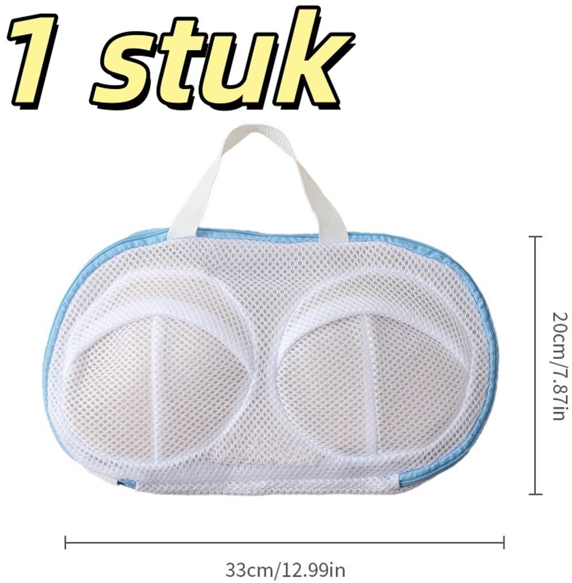 1 stuk - Waszak van mesh voor de wasmachine - Vormvaste waszak voor ondergoed - Geschikt voor het wassen van ondergoed - 33*20 cm - Wit — afbeelding 1