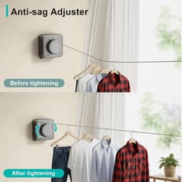 carmdering - Uitrekbare Kledinglijn Binnen & Buiten - Waslijn voor aan de muur- Waslijn van roestvrij staal 304 – Waslijn Uittrekbaar 4.8 meter - Wanddroogrek - Wasrek — thumbnail 3