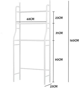 NordHaus Wasmachine Kast - Wasmachine Ombouw - Opbergrek 3 Niveaus - Ruimtebesparend - Stevig Metalen Frame - 160x68x25 cm — thumbnail 3