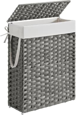 SONGMICS - Wasmand - Wasmand van Synthetisch Rattan - Met Deksel en Handgrepen - Opvouwbaar en Uitneembare Waszak — thumbnail 1