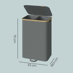 SONGMICS - Wasmand - Wasmand met Deksel - Uitneembare Waszak - 2 Vakken - 150 Liter Capaciteit — thumbnail 2