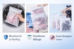 Waszak Set 5 Stuks – Waszak met Rits 40x50 cm – Beschermt Delicate Was – Wasnet / Waszak Kleding – Polyester Waszak Wit – 60°C Wasbaar — thumbnail 2