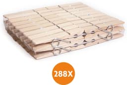 LaundrySpecialist 288x Houten Wasknijpers (84mm) - Wasknijpers - Wasknijpers hout - 288 stuks - Knijpers - Houten Knijpers — thumbnail 1