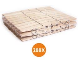 LaundrySpecialist 288x Houten Wasknijpers (84mm) - Wasknijpers - Wasknijpers hout - 288 stuks - Knijpers - Houten Knijpers