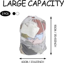 2 Stuks Wasnetzakken - 60 X 90 Cm - Waszakjes - Organizer Wasmachinetas - Waszakken - Laundry Bag - Geschikt Voor Kleding, Dekbedovertrek, Speelgoed, Reizen, Studentenkamer — thumbnail 5