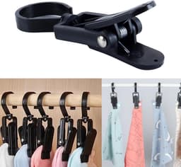 Grote Wasknijpers - Klemmen met Haken - Kleding Ophangen - 360 Graden Draaibaar - 10 Stuks - Zwart — thumbnail 3
