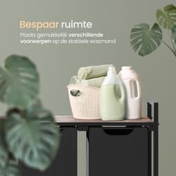 Van Elmont Wasmand 3 vakken – Wassorteerder - Wasmanden - Wasbox - 114 liter - uitschuifbaar met plank - Zwart - 92.5 x 33 x 72 cm — thumbnail 4