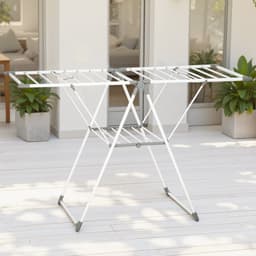 Homcom Clothes Drying Rack-Metaal, Kunststof-156,5L x 61,5B x 97H cm-Wit — thumbnail 2