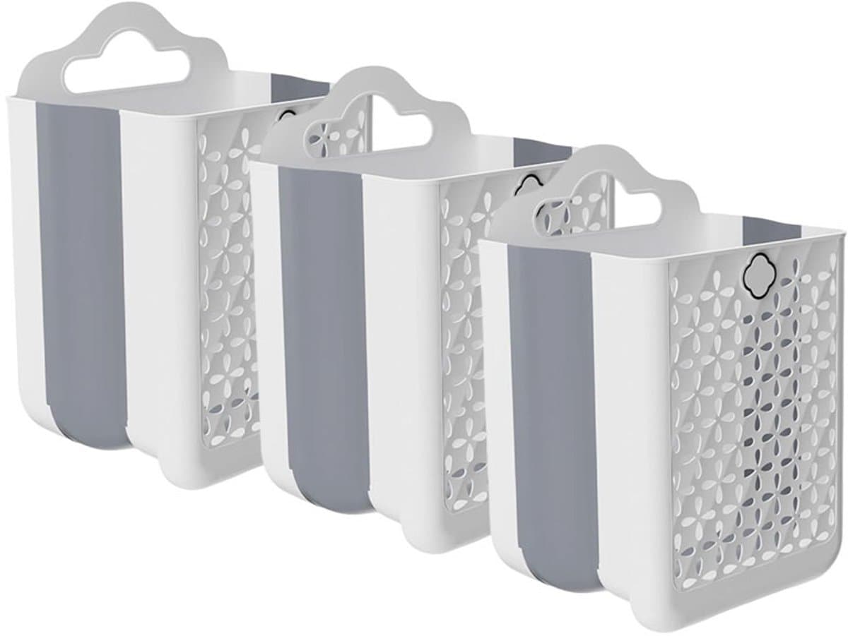 Opvouwbare Wasmand - Wasmand Voor Vuile Was - Draagbaar - Ruimtebesparend - Opvouwbaar - Opbergmand - Multifunctionele Container - 3 Stuks — afbeelding 1