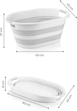 Asir Inklapbare Wasmand - 63x45x27 cm (LxBxH) - Wit-Grijs - 50 liter - 100% kunststof — thumbnail 2