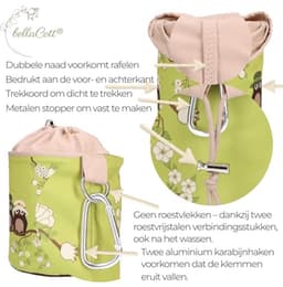 Draagbare Wasknijperzak Uil Design - Katoenen Opbergzak voor Huishouden en Tuin — thumbnail 2