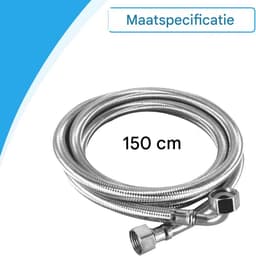 Roestvrijstalen Slang - Flexibele Koppelstuk - 16 Bar Drukbestendig - 150 Cm Lengte - 1 Stuks - Voor Sanitair Zilver — thumbnail 4