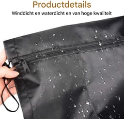 Elkuaie Droogrek Hoes - Waterdichte Droogrek Bescherming Tegen Wind 168x30cm - Bescherming Tegen Regen En Zon - 1 Stuks - Buiten Gebruik Zwart — thumbnail 4