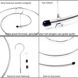 1 stuk - spiraalvormig droogrek voor kleding - groot rond, roterend droogrek voor dekbedden en lakens - zilver — thumbnail 3